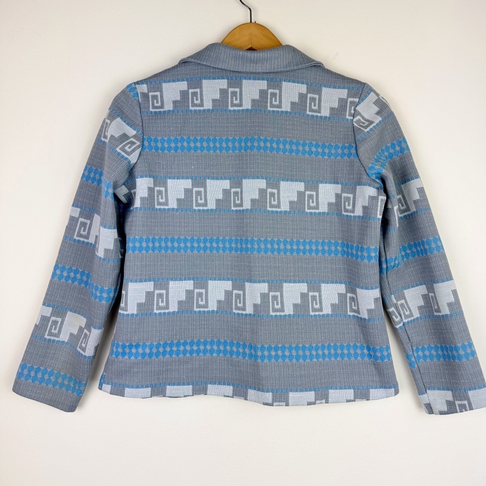 Vintage 70's Patterned Polyester Knit Blouse - image 6